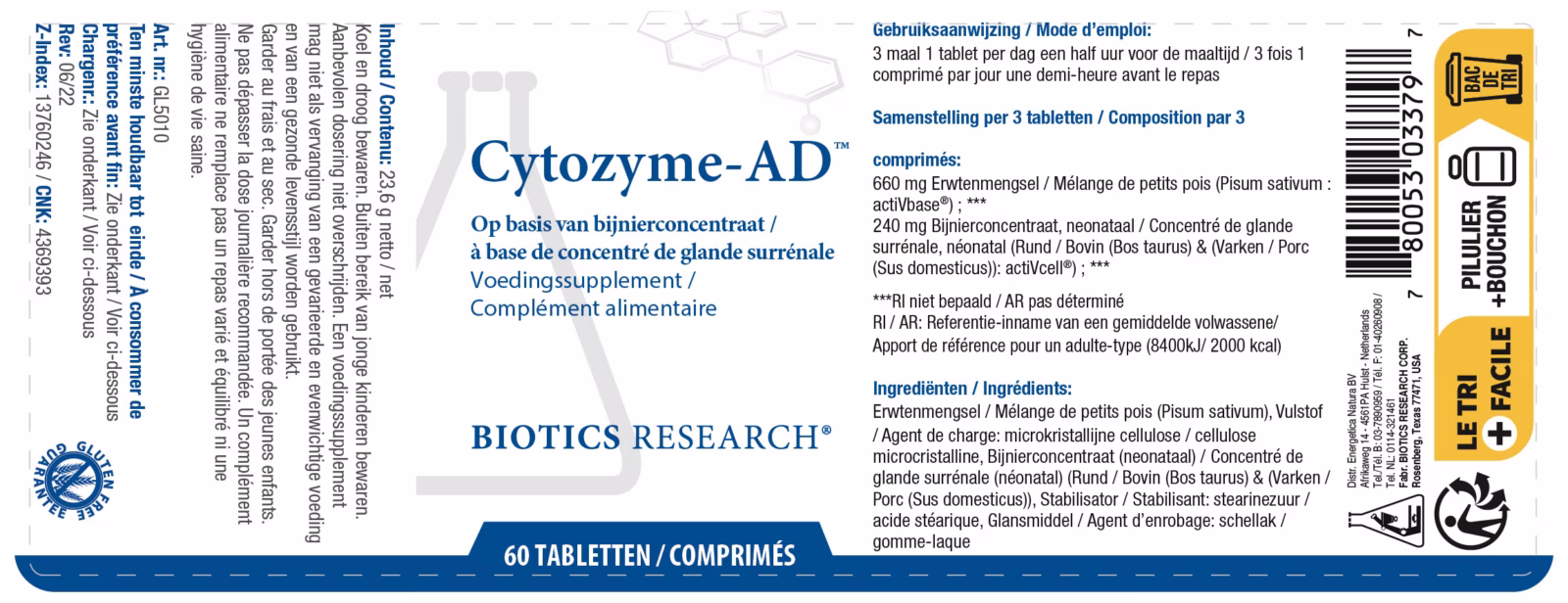 Cytozyme-AD - 60 capsules Biotics - Afbeelding 2