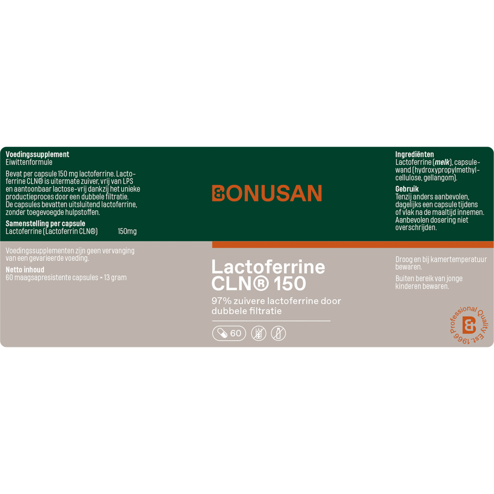 Lactoferrine CLN® 150 mg - 60 capsules Bonusan - Afbeelding 2