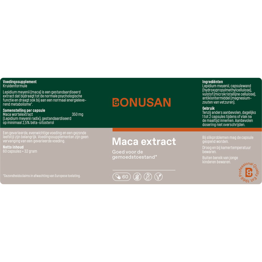 Maca extract - 60 Capsules Bonusan - Afbeelding 2
